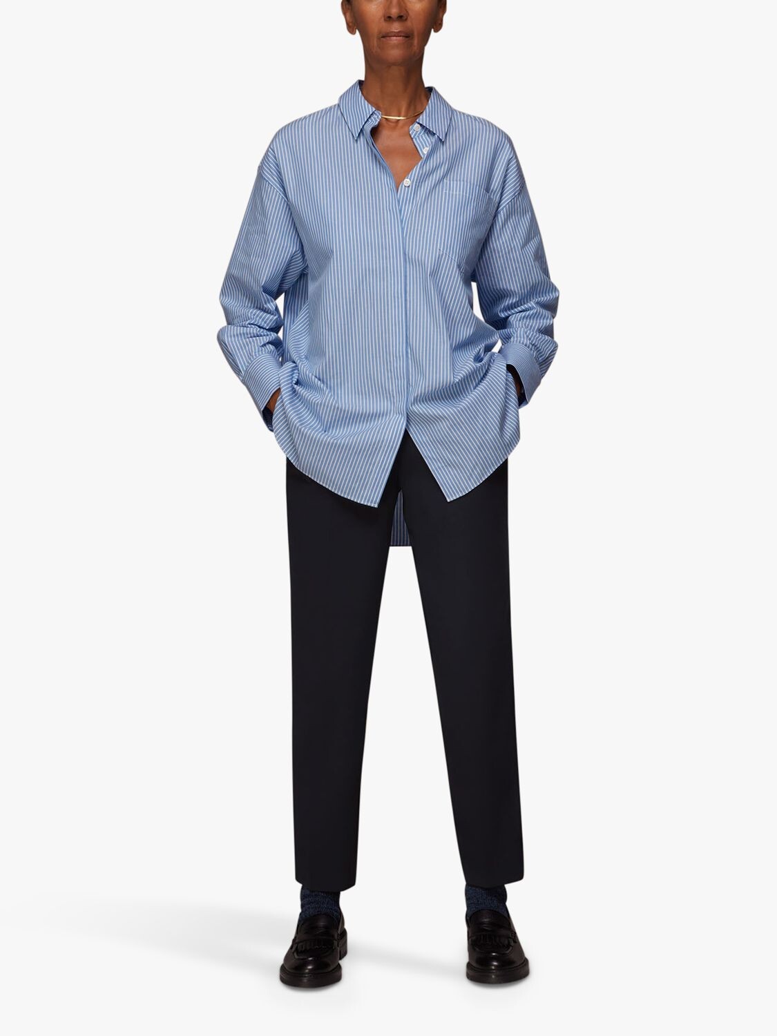 

Брюки Ella Essential из смесовой шерсти Whistles, темно-синий