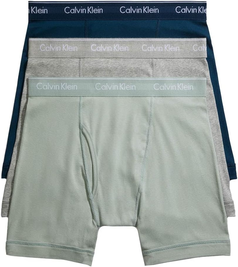 

Мужское нижнее белье Calvin Klein, классика из хлопка, 3 пары трусов-боксеров, Classic Navy, Sage Meadow, Grey Heather