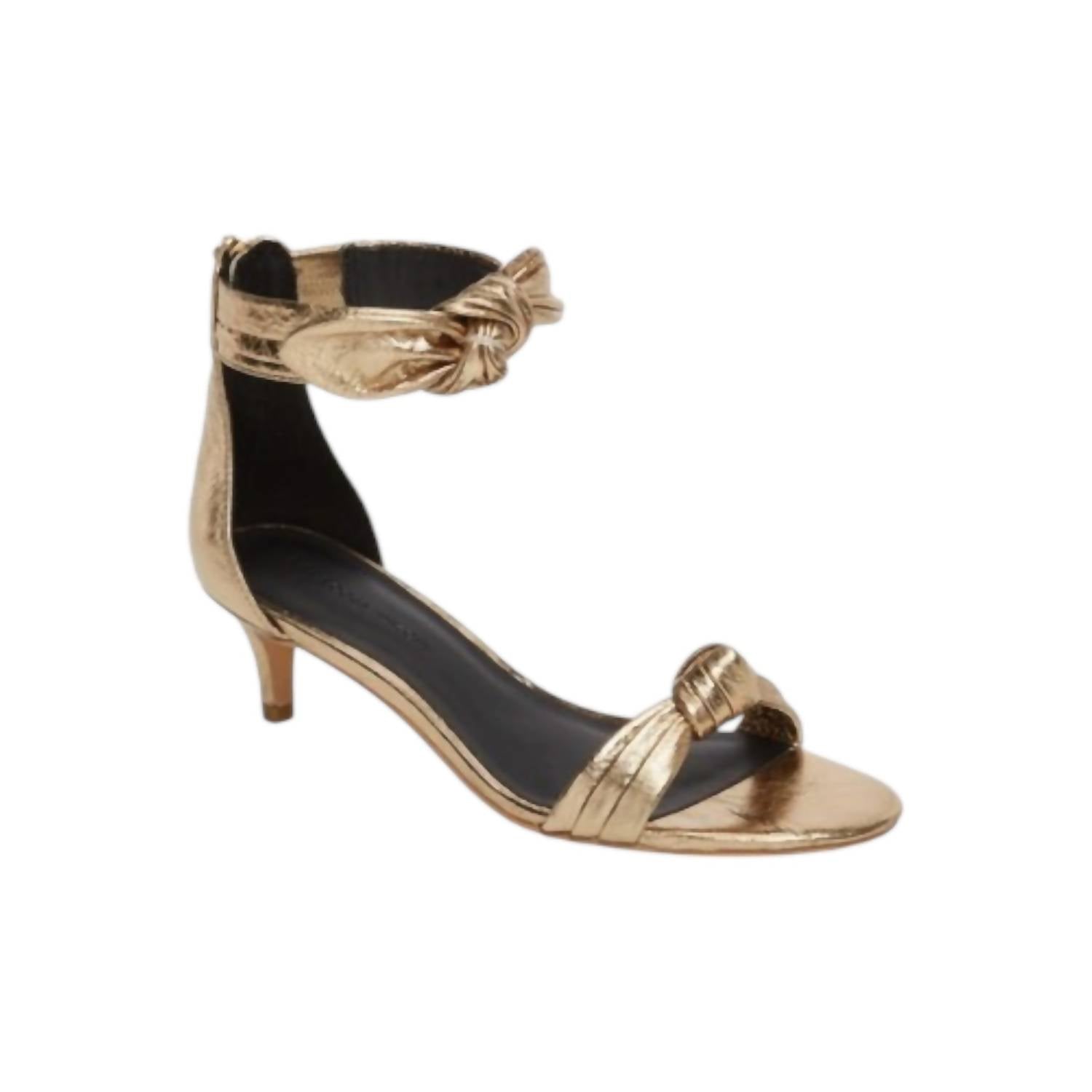 Женские босоножки Kaley Kitten Heel в золотистом металлическом цвете с эффектом потертости Rebecca Minkoff, цвет gold distressed metallic