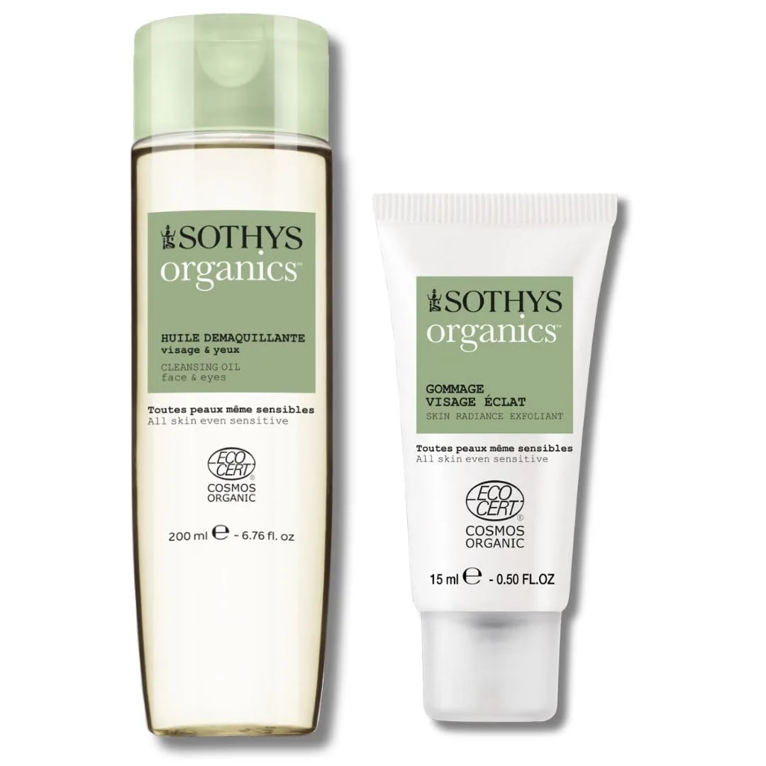 Набор SOTHYS из органического очищающего масла и скраба для лица, веганский дуэт для ухода за кожей.