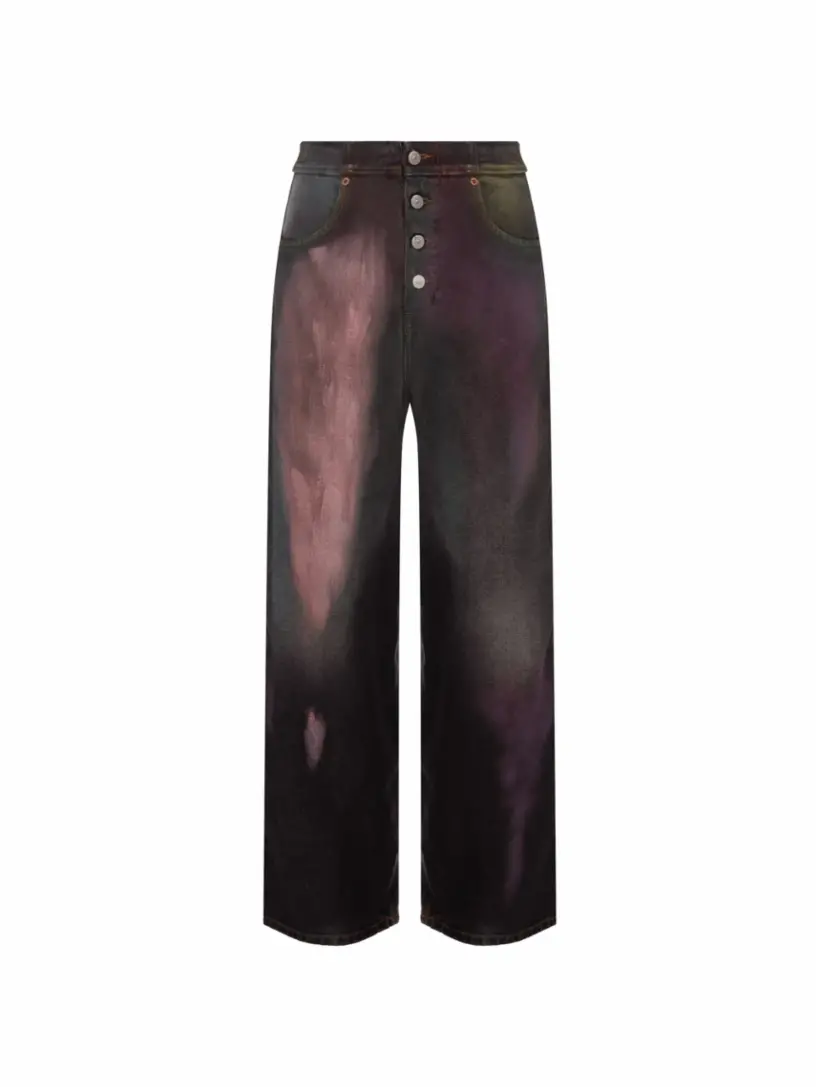 

Широкие джинсы с эффектом потертости MM6 MAISON MARGIELA, мультиколор