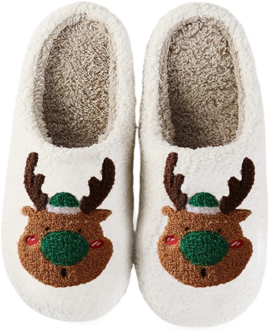 

Рождественские тапочки AISILLI для женщин и мужчин, милые мультяшные зимние плюшевые меховые забавные тапочки, удобные и теплые домашние тапки, Christmas/8