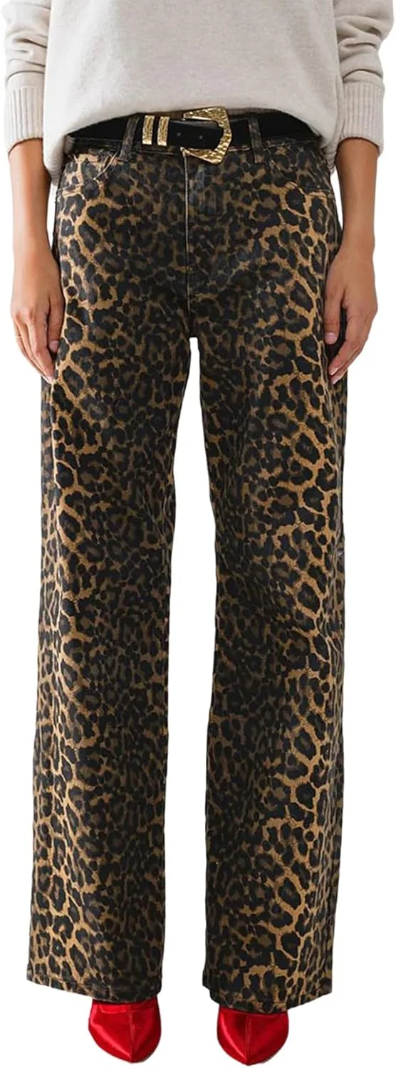 

Женские джинсы Leopard прямого кроя в стиле Y2K YADMISU