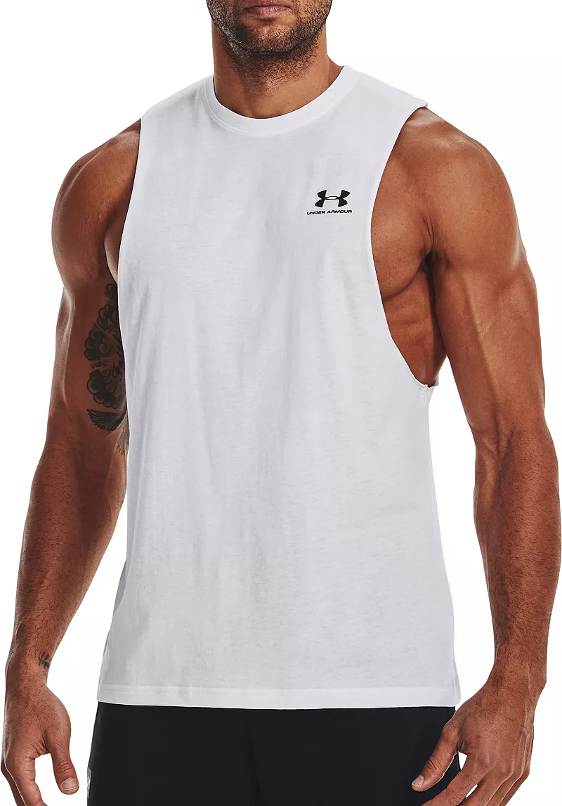 

Мужская майка с вырезом на левой груди Under Armour, белый/черный