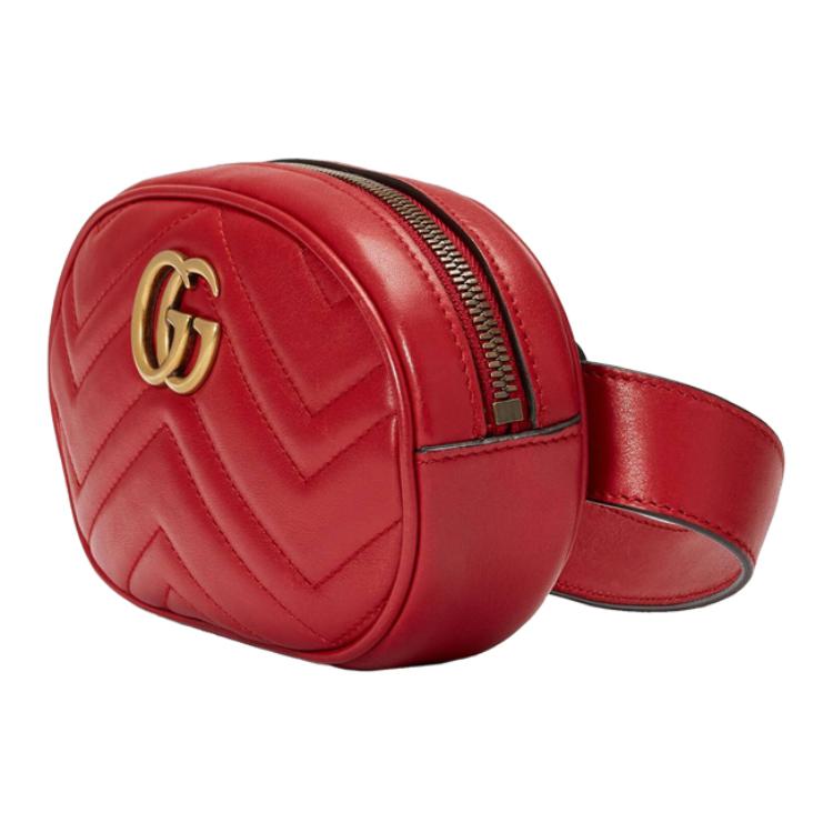 Поясная сумка Gucci GG Marmont из красной кожи — фото 2