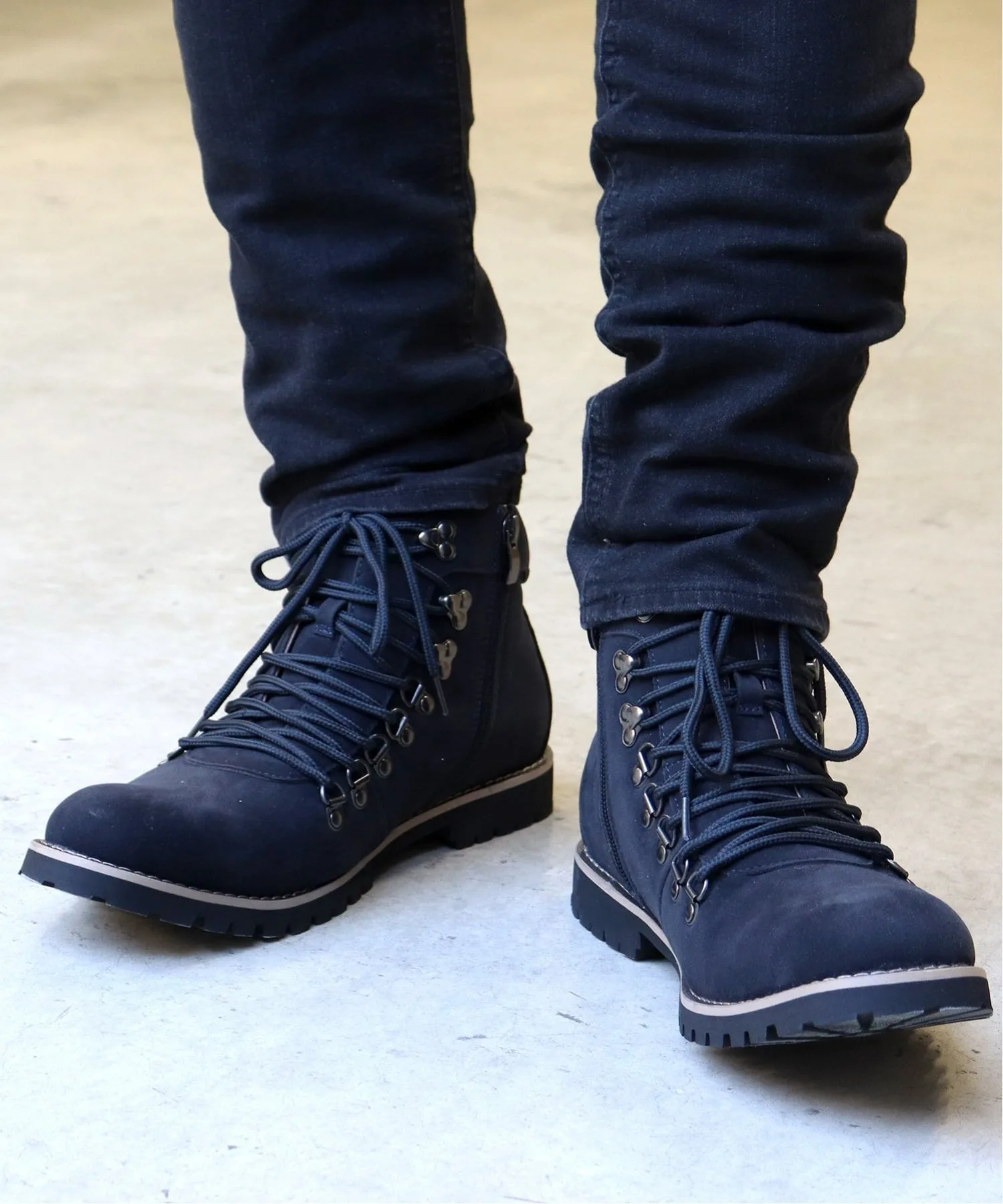 Повседневные офисные высокие горные ботинки 2352 Aaa+, Navy suede — фото 3