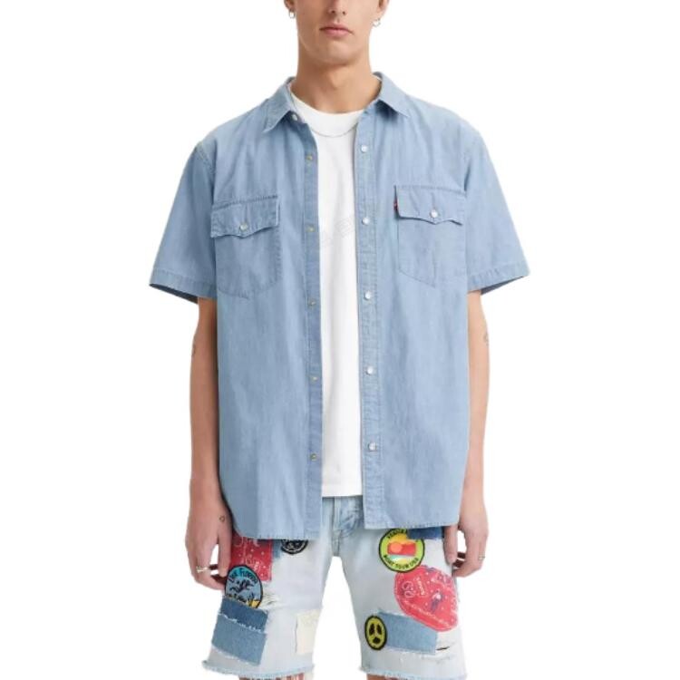 Рубашка Levi's Short Sleeve Relaxed Fit Western, светло-синий