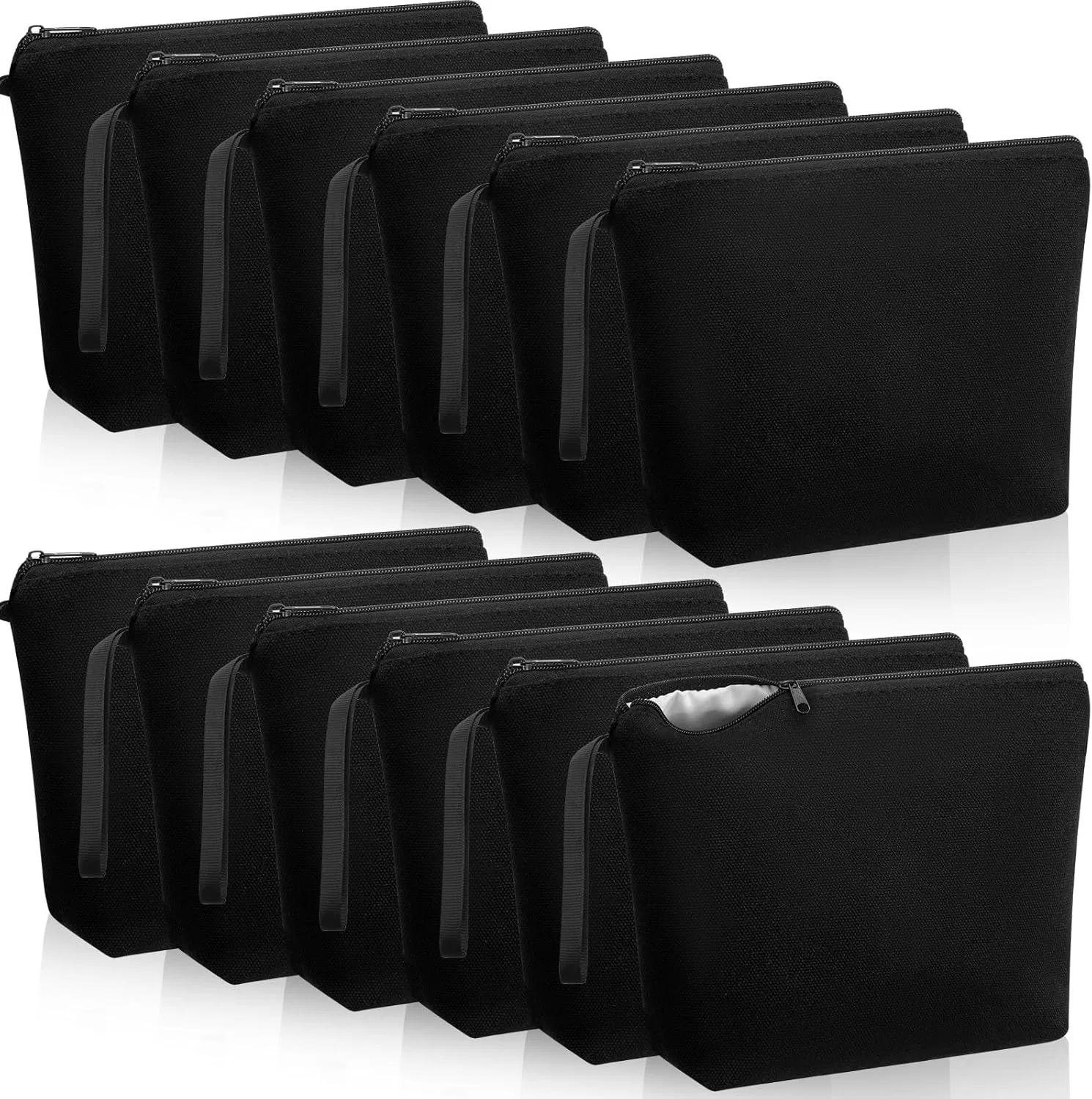 Холщовые косметички Xuniea на молнии для DIY-росписи, 12 шт. Xuniea, Black