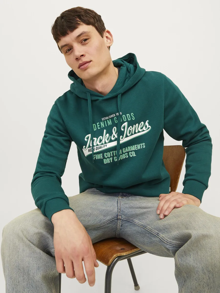 

Толстовка Jack & Jones с капюшоном "JJELOGO SWEAT HOOD 2 COL 24/25 NOOS", бирюзовый