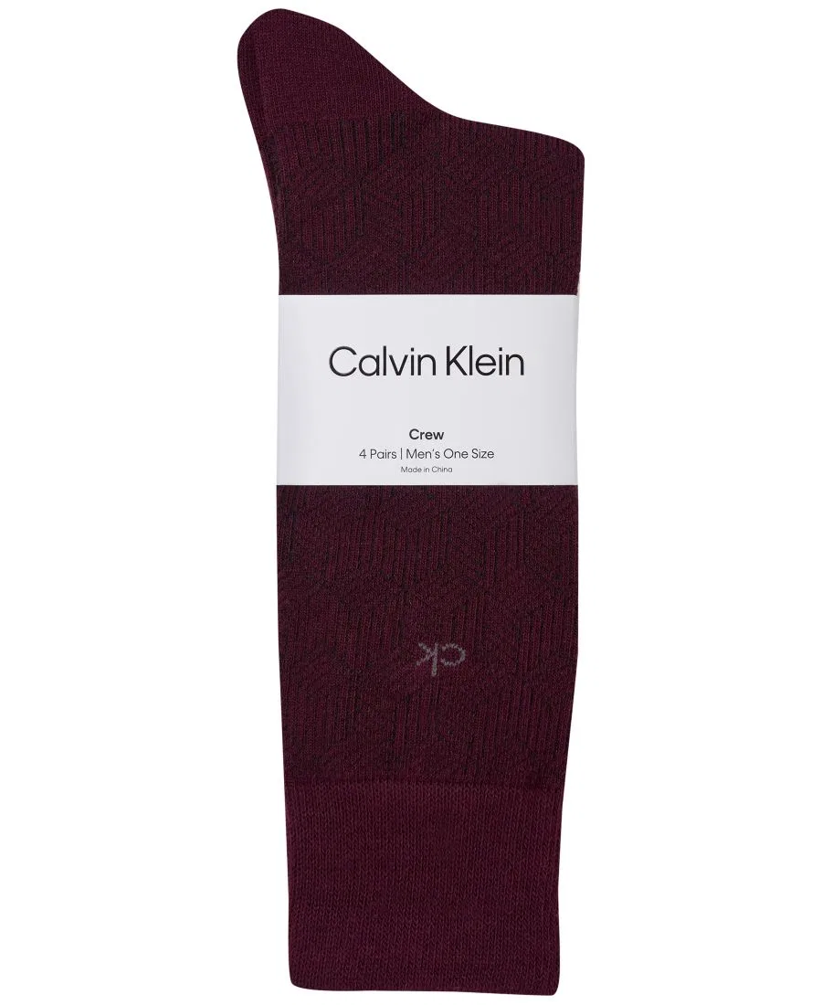 Мужские плоские вязаные носки (комплект из 4 пар) Calvin Klein, Wine Assorted — фото 3