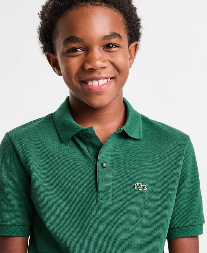 Хлопковая поло Petit Piqué для мальчиков 8-20 лет Lacoste, зеленый — фото 2