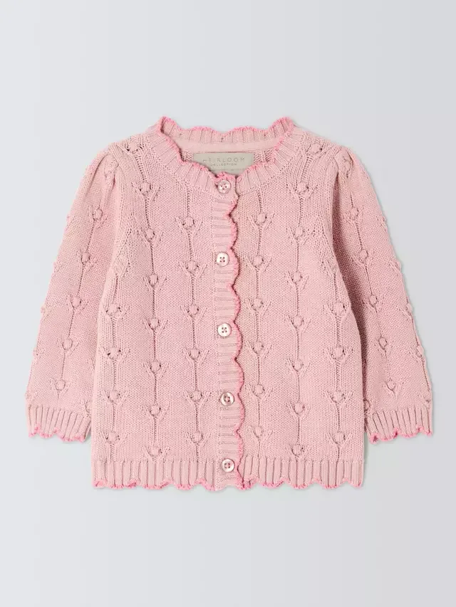 Кардиган Baby Tulip, уютный розовый John Lewis Heirloom Collection