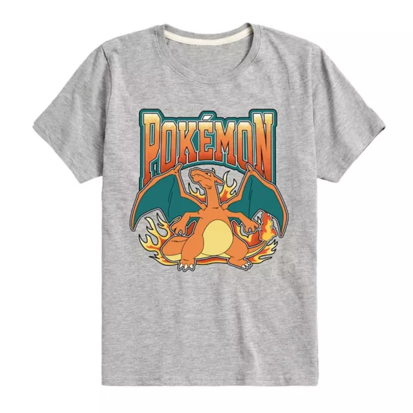 

Футболка для мальчиков 8-20 лет с принтом покемона Charizard в стиле колледжа Licensed Character, серый