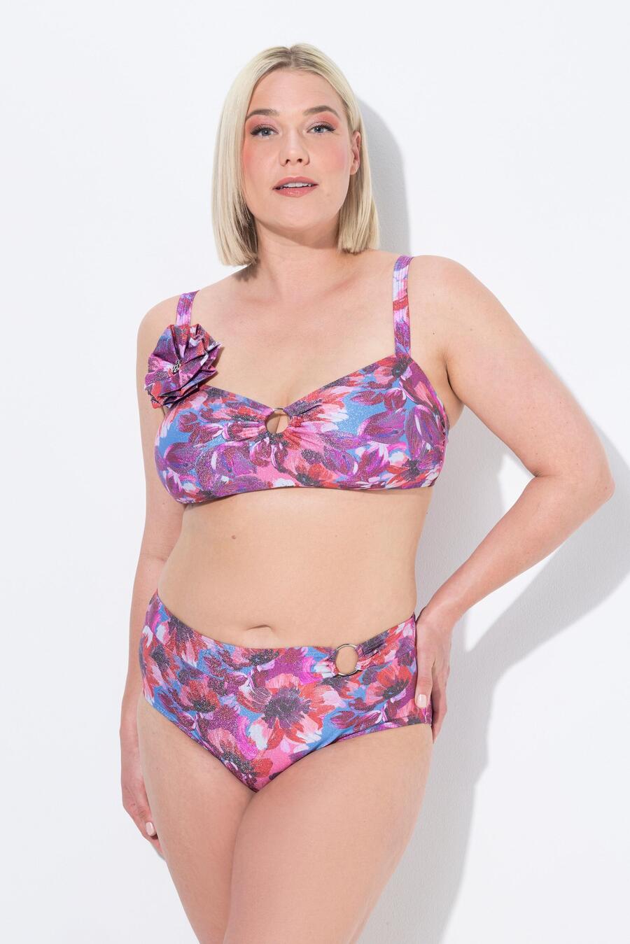 

ULLA POPKEN Женский бикини с блестками, мягкими чашечками, регулируемыми бретельками, переработанный