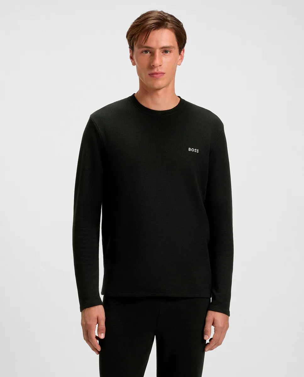 

Футболка для сна из хлопка с вышитым логотипом для мужчин Boss, черный