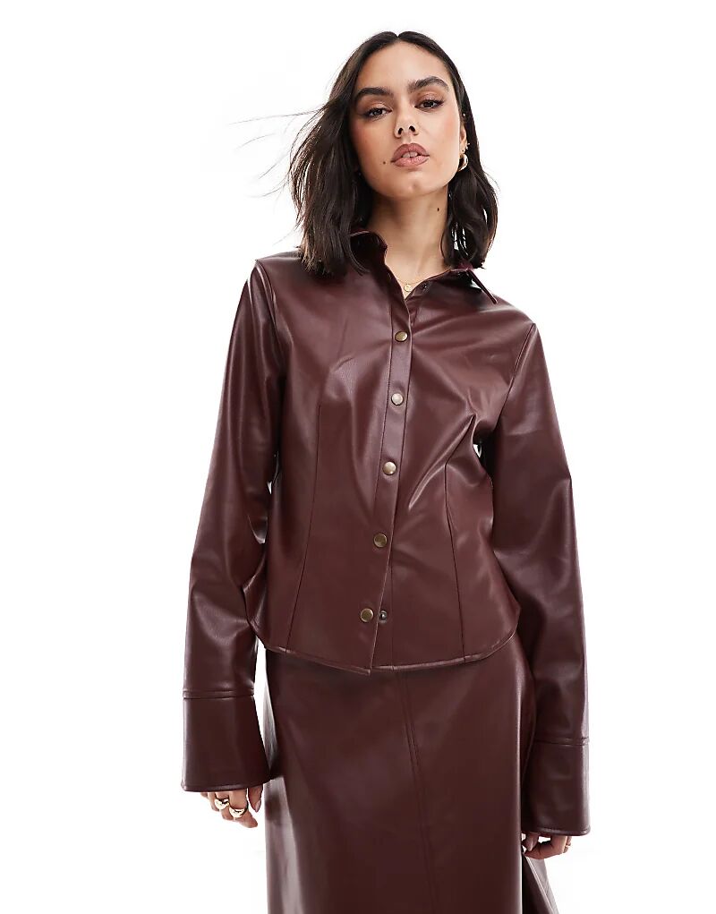 

Рубашка из искусственной кожи бордового цвета ASOS DESIGN