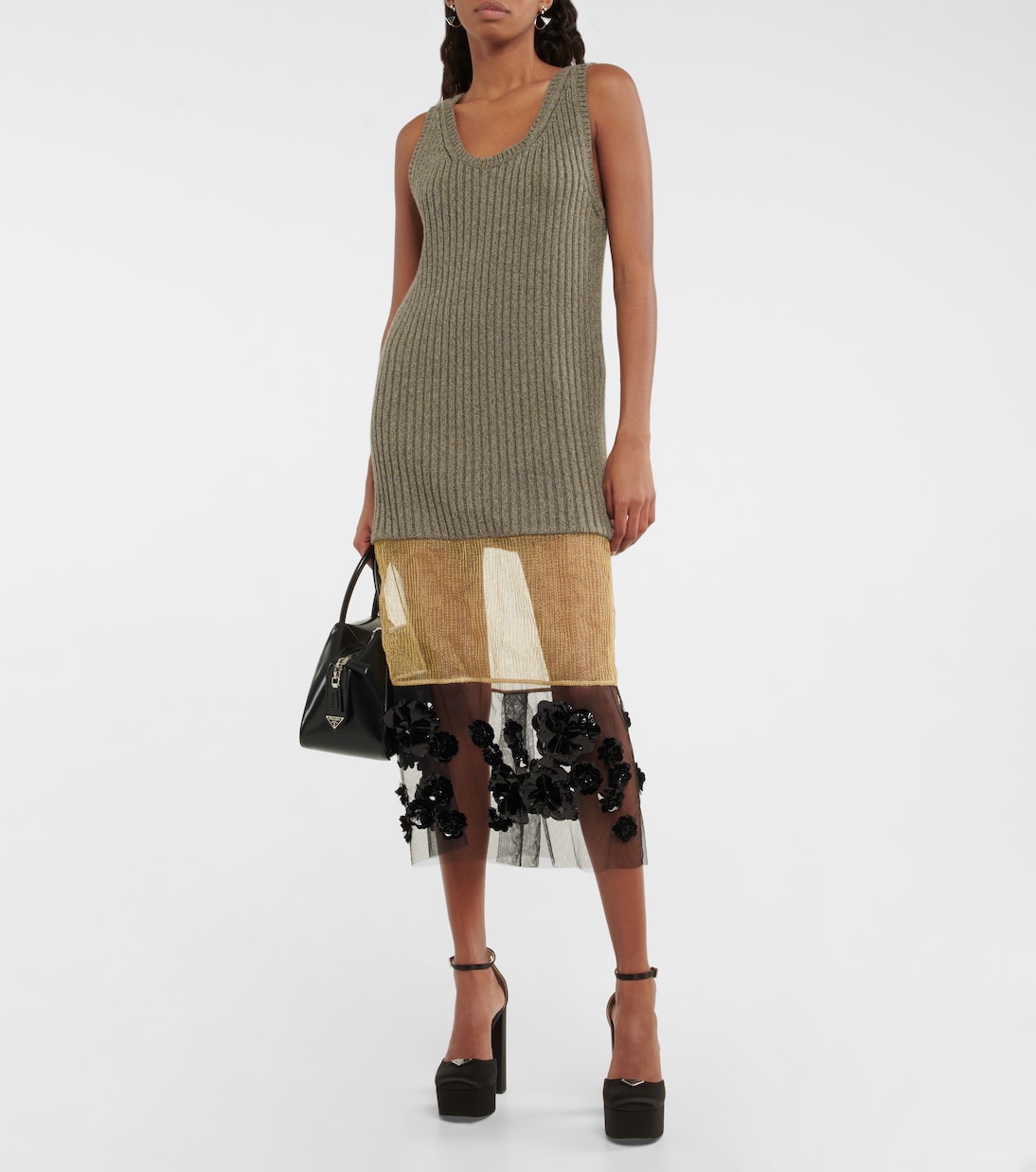 Атласные платформенные лоферы Prada, черный — фото 2