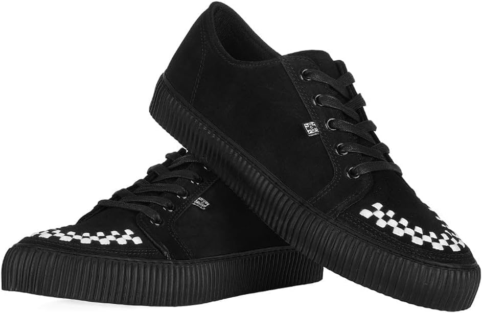 Кроссовки T.U.K. Suede Creeper для женщин и мужчин, Шнуровка, черная переплетенная текстура и люверсы, Классическая рифленая подошва и сетчатая подкладка, Комфорт с памятью формы для повседневной носки — фото 2