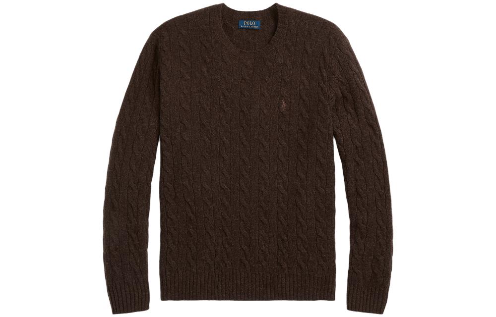 

Вязаный свитер кабельной вязкой Polo Ralph Lauren, коричневый
