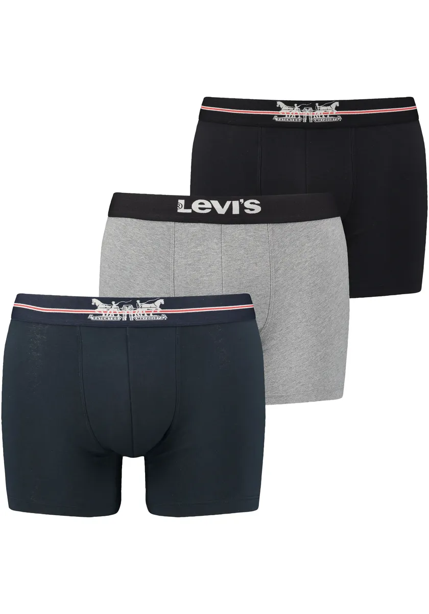 

Боксеры Levi's (3 шт. в упаковке) с широким поясом с логотипом, цвет Navy/Grey/Black