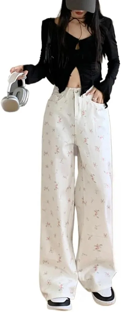 

Брюки женские Y2k Baggy с цветочным принтом KFVIM