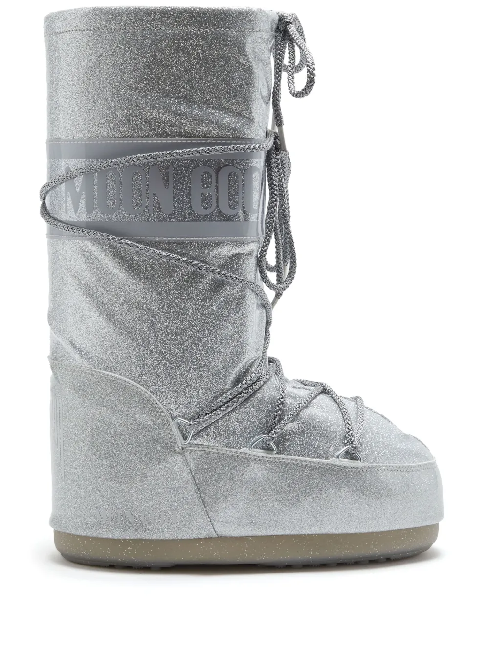 Сапоги женские Moon Boot Icon с блестками, серебряный