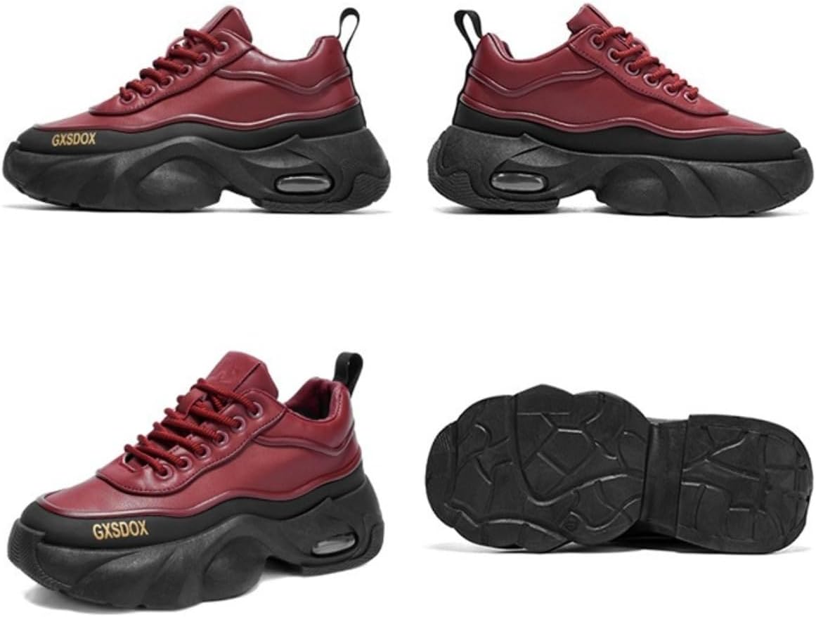 

Мужские ретро кроссовки с массивной подошвой из искусственной кожи с увеличением роста на 5 см для повседневной носки и прогулок с амортизирующей подошвой с воздушной подушкой Ctkvbmeoi, красный