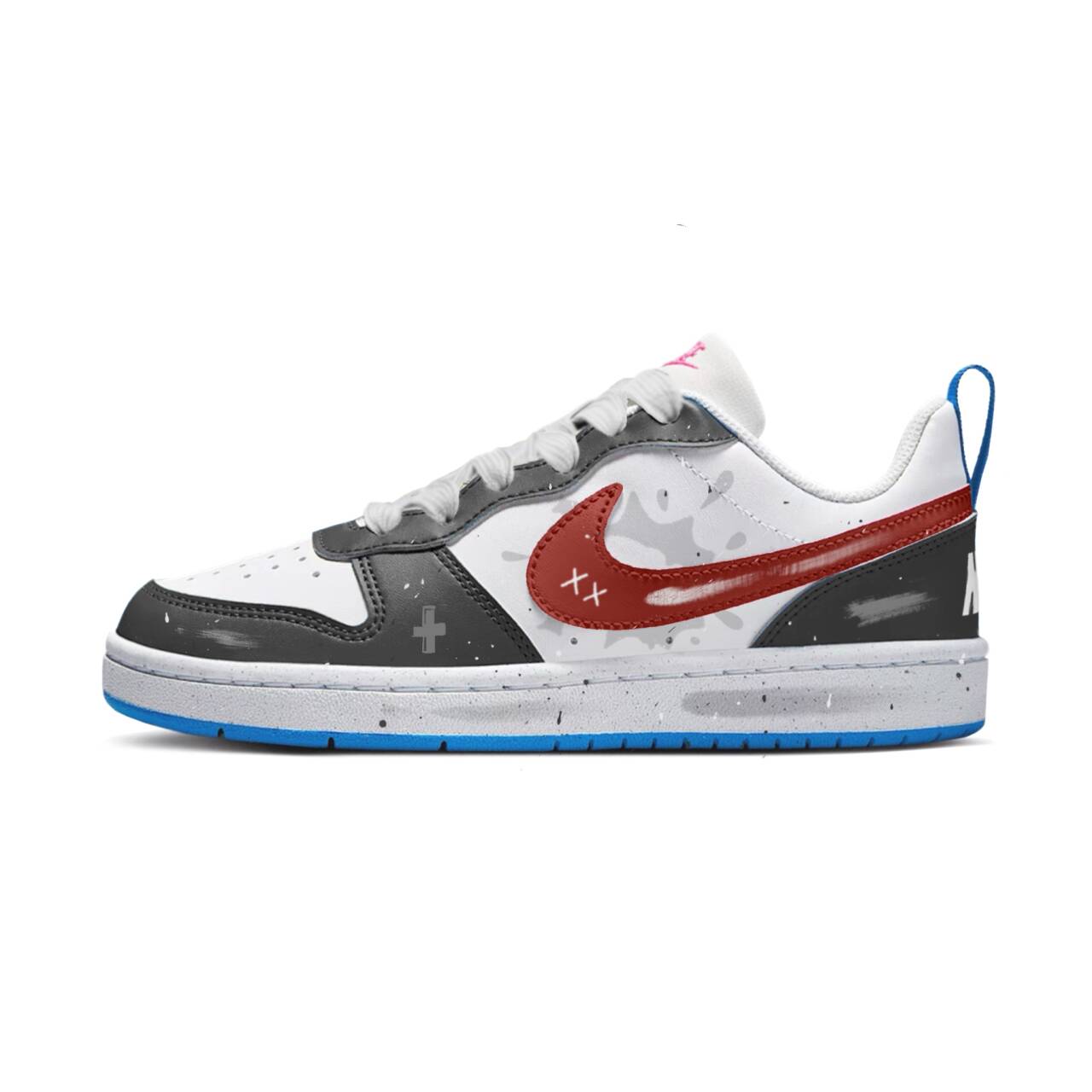 

Nike Court Borough Synthetic Leather Slip Resistant Abrasion Resistant Low top Kids' Skateboarding Shoes черный красный