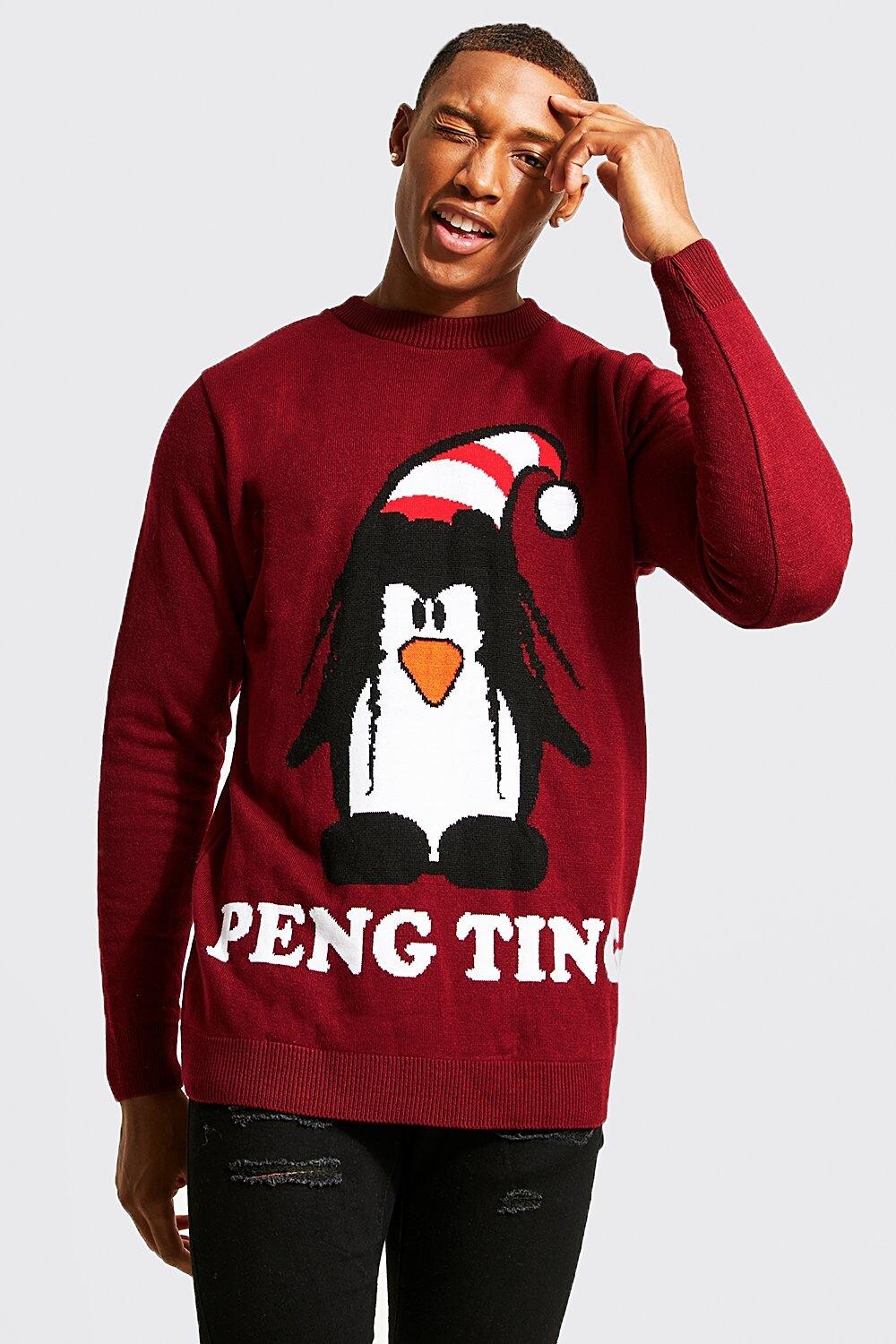 

Рождественский джемпер peng ting Boohoo, бордовый, Красный, Рождественский джемпер peng ting Boohoo, бордовый