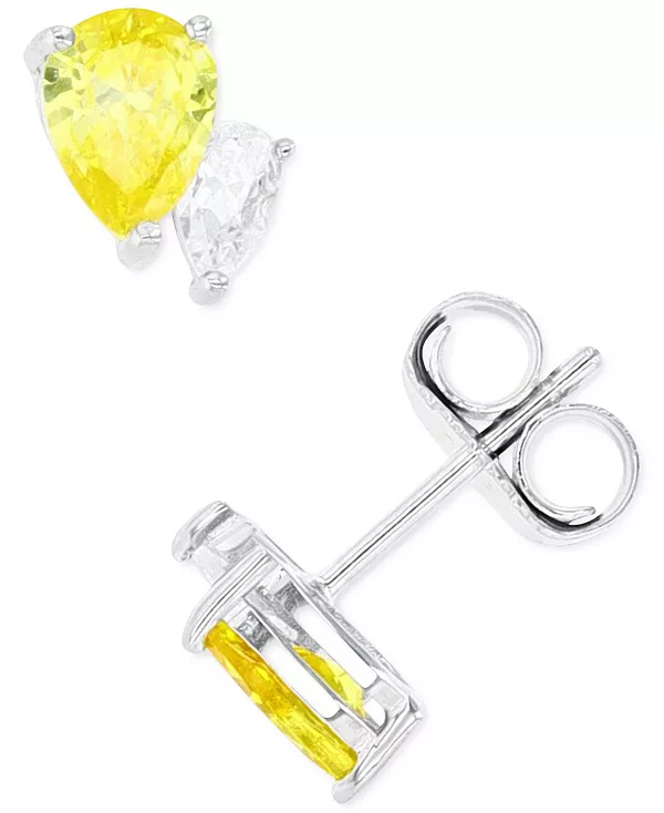 

Серьги-Гвоздики с кубическим цирконием из стерлингового серебра или 14-каратного золота поверх стерлингового серебра Macy'S, yellow/silver