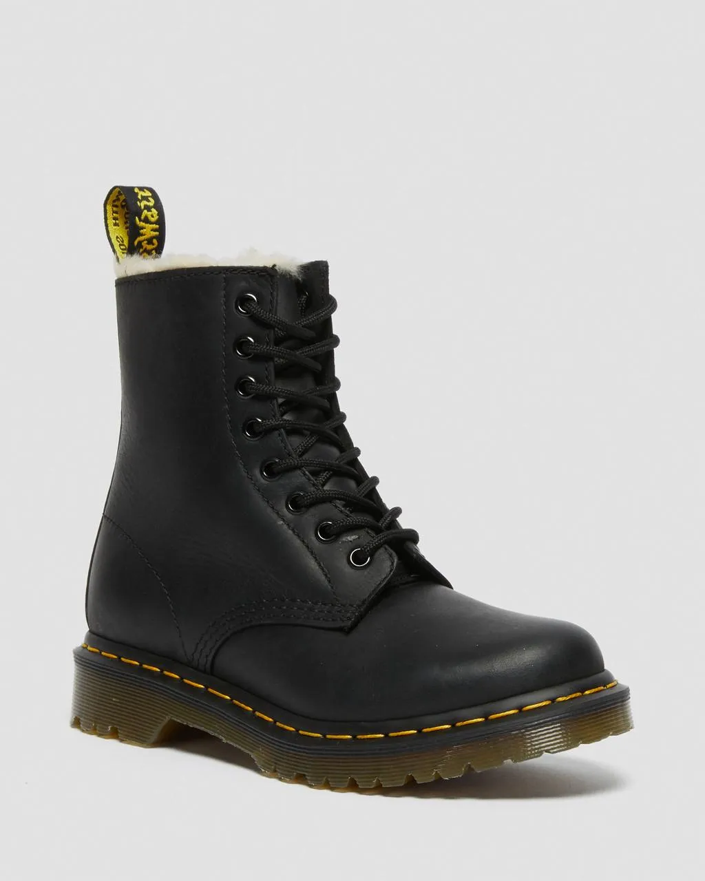 

Dr. Martens 1460 Женские ботинки на шнуровке на подкладке из искусственного меха, цвет Black — Burnished Wyoming