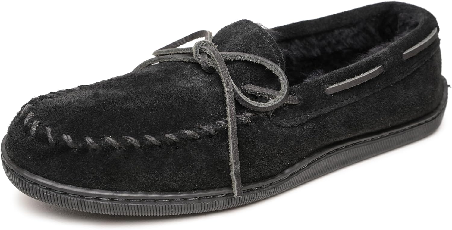 

Мужские мокасины Minnetonka с жесткой подошвой из овчины, черный