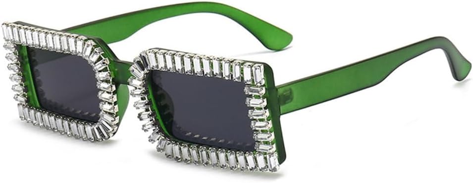 

Маленькие прямоугольные солнцезащитные очки для женщин, элегантные солнцезащитные очки со стразами и бриллиантами, модные женские очки, квадратные очки MTZJH, Green-black