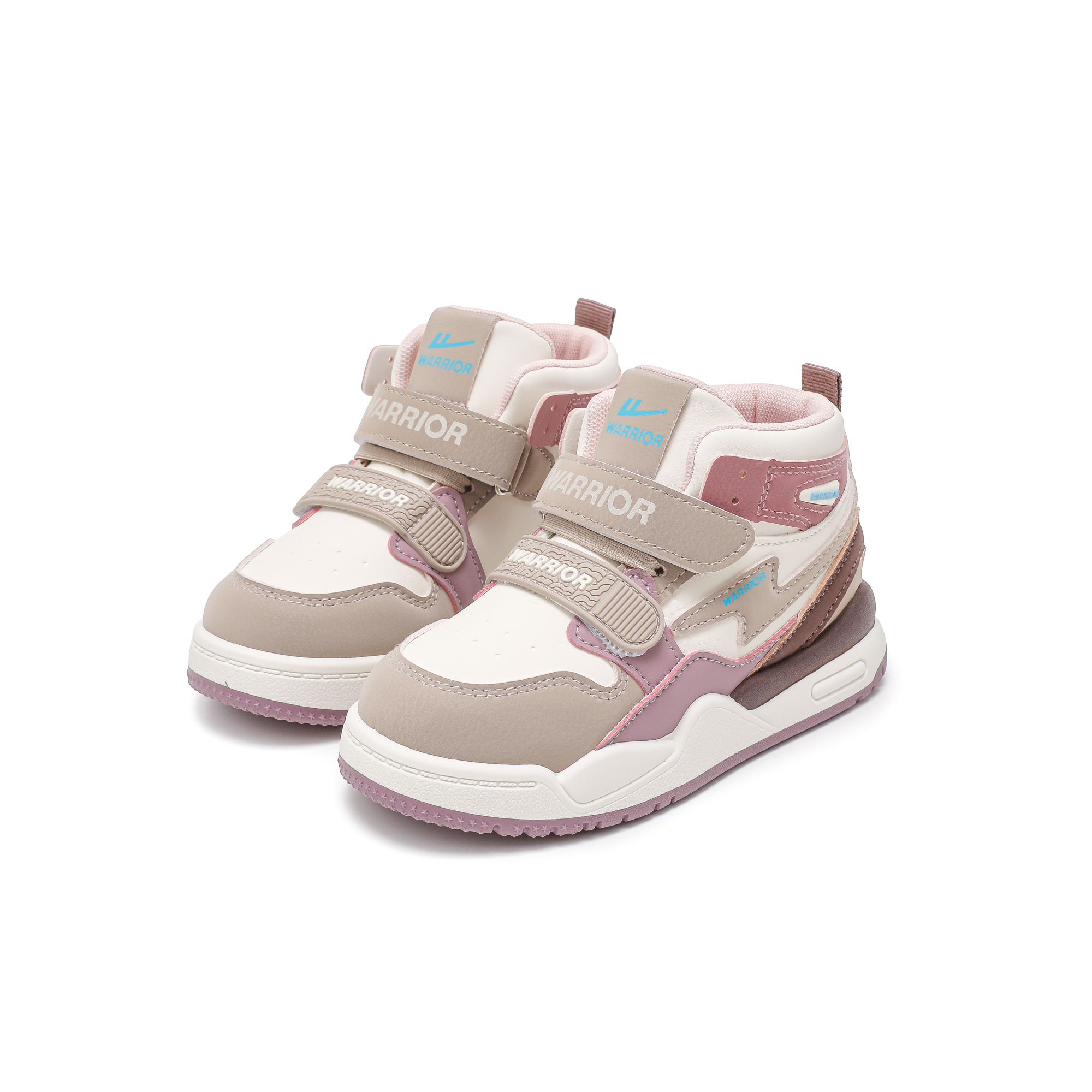 Кроссовки для скейтбординга высокие детские Synthetic Leather Slip Resistant Cushioning Abrasion Resistant WARRIOR, черный/moon/бежевый — фото 4