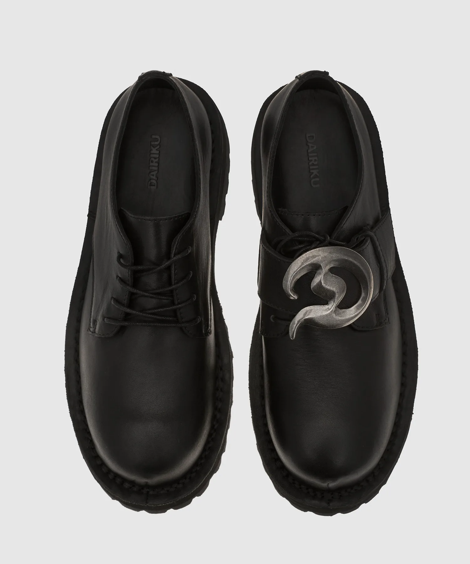 Мужские кожаные туфли с D-образной пряжкой D Buckle Laether Shoes DAIRIKU черные