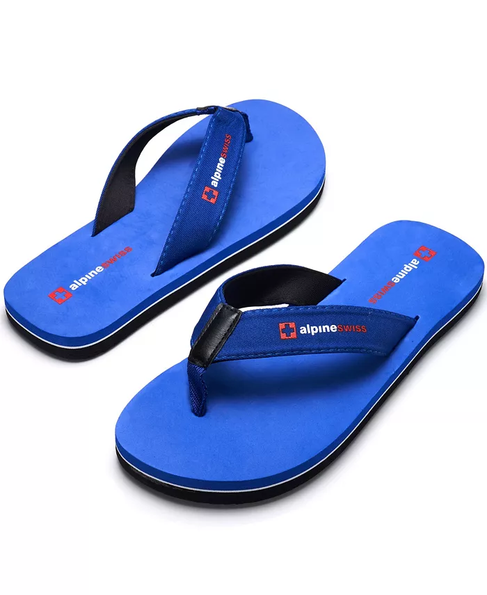 Мужские шлепанцы Flip Flops, легкие сланцы с перемычкой между пальцами. Пляжные сандалии на подошве из EVA для комфорта. Прочные шлепанцы для мужчин, повседневная обувь для бассейна и улицы Alpine Swiss, синий — фото 4