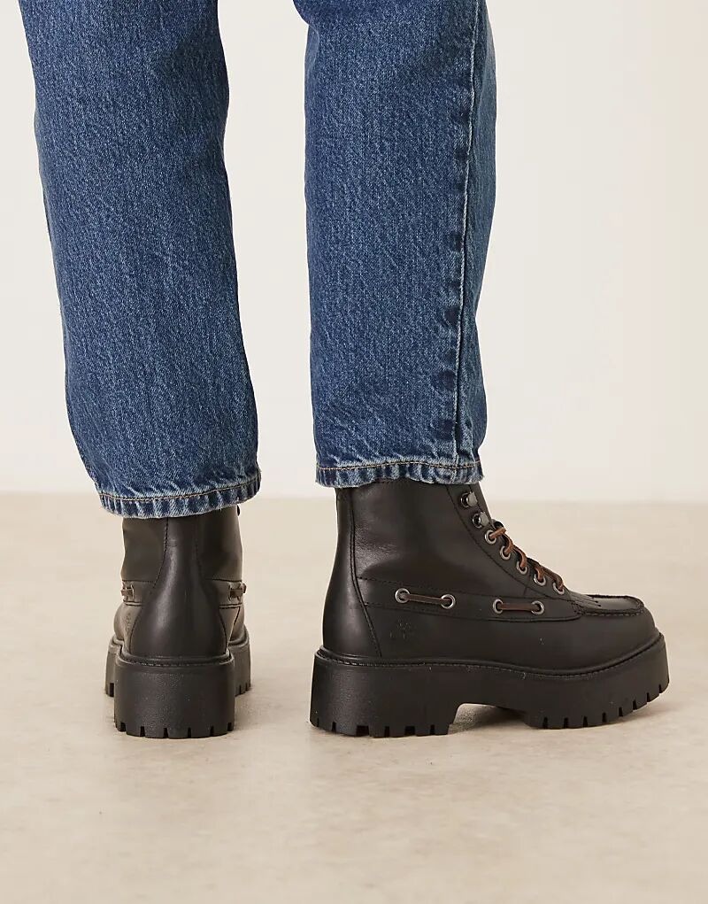 Ботинки Timberland Stone Street 7 Eye на платформе из черной кожи — фото 3