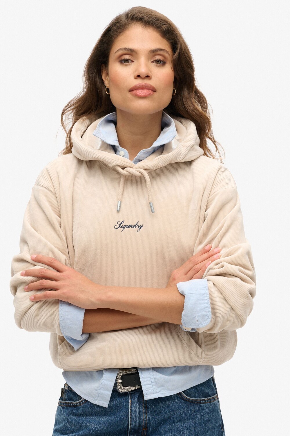 

Свободная толстовка с капюшоном Country Club Velour Superdry, серый