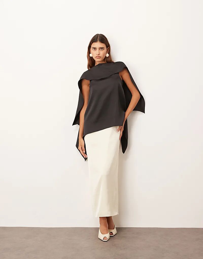 

Платье миди ARRANGE с квадратным вырезом и воротником-стойкой в ​​монохромной цветовой гамме