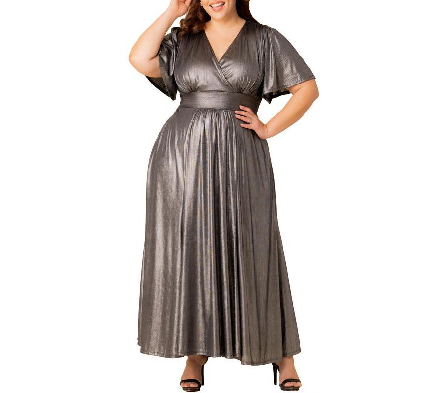 

Вечернее платье Evania Metallic большого размера Kiyonna, Pewter