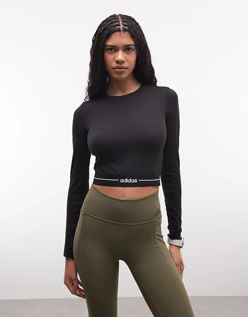 

Черная футболка с длинными рукавами adidas Training Hyperglam Linear, Черный, Черная футболка с длинными рукавами adidas Training Hyperglam Linear