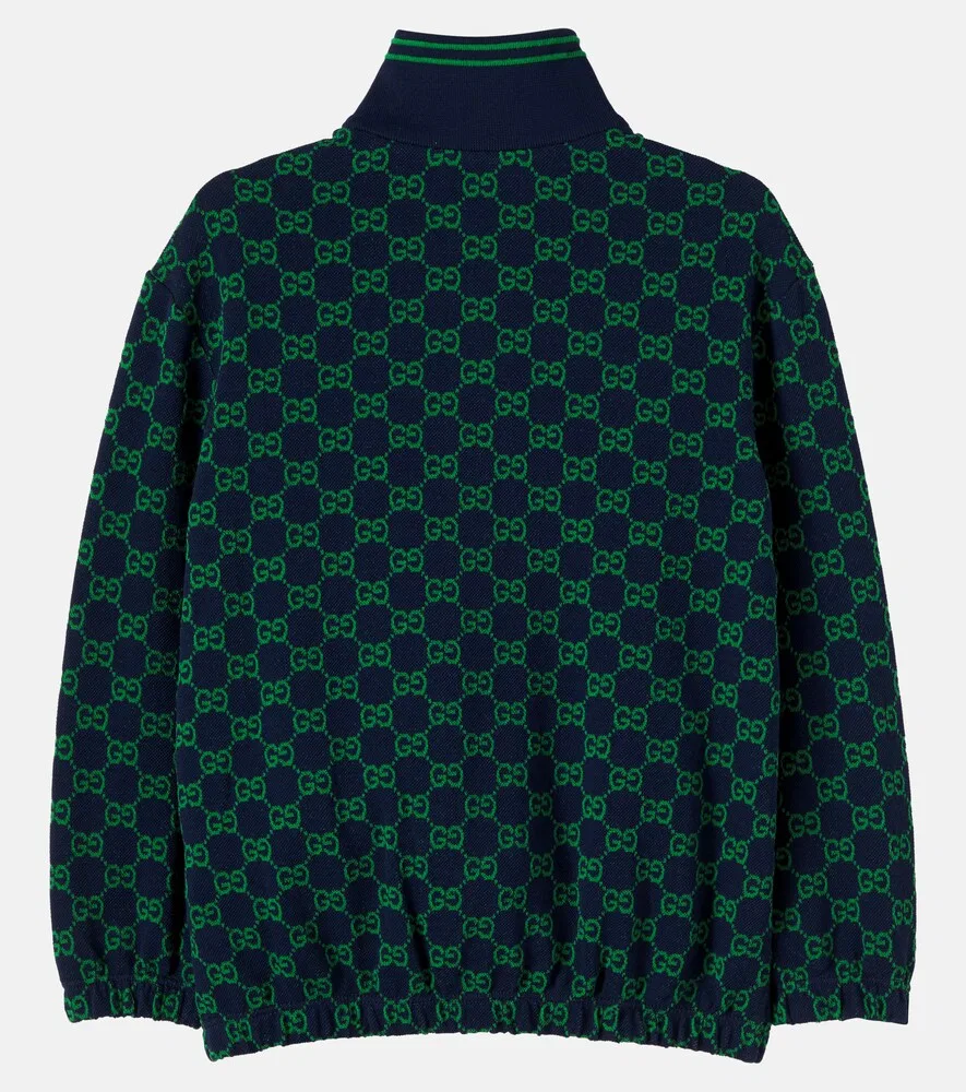 Спортивная куртка GG из хлопкового пике Gucci Kids, зеленый — фото 3