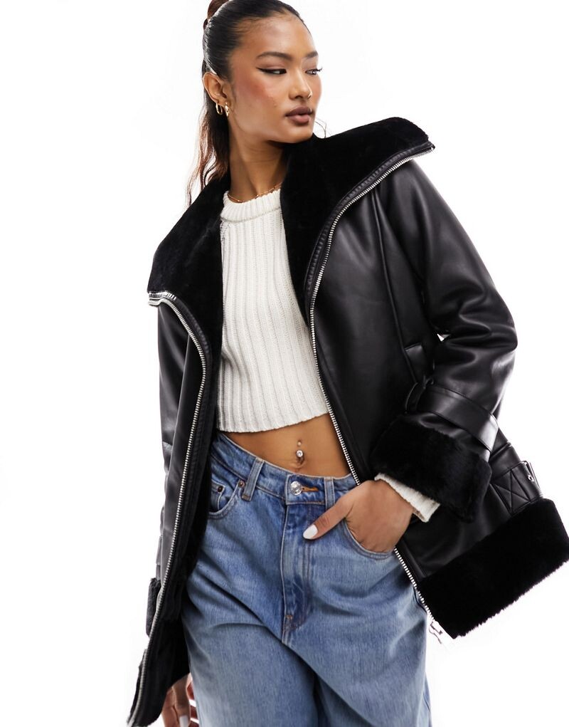

Черная куртка-авиатор River Island