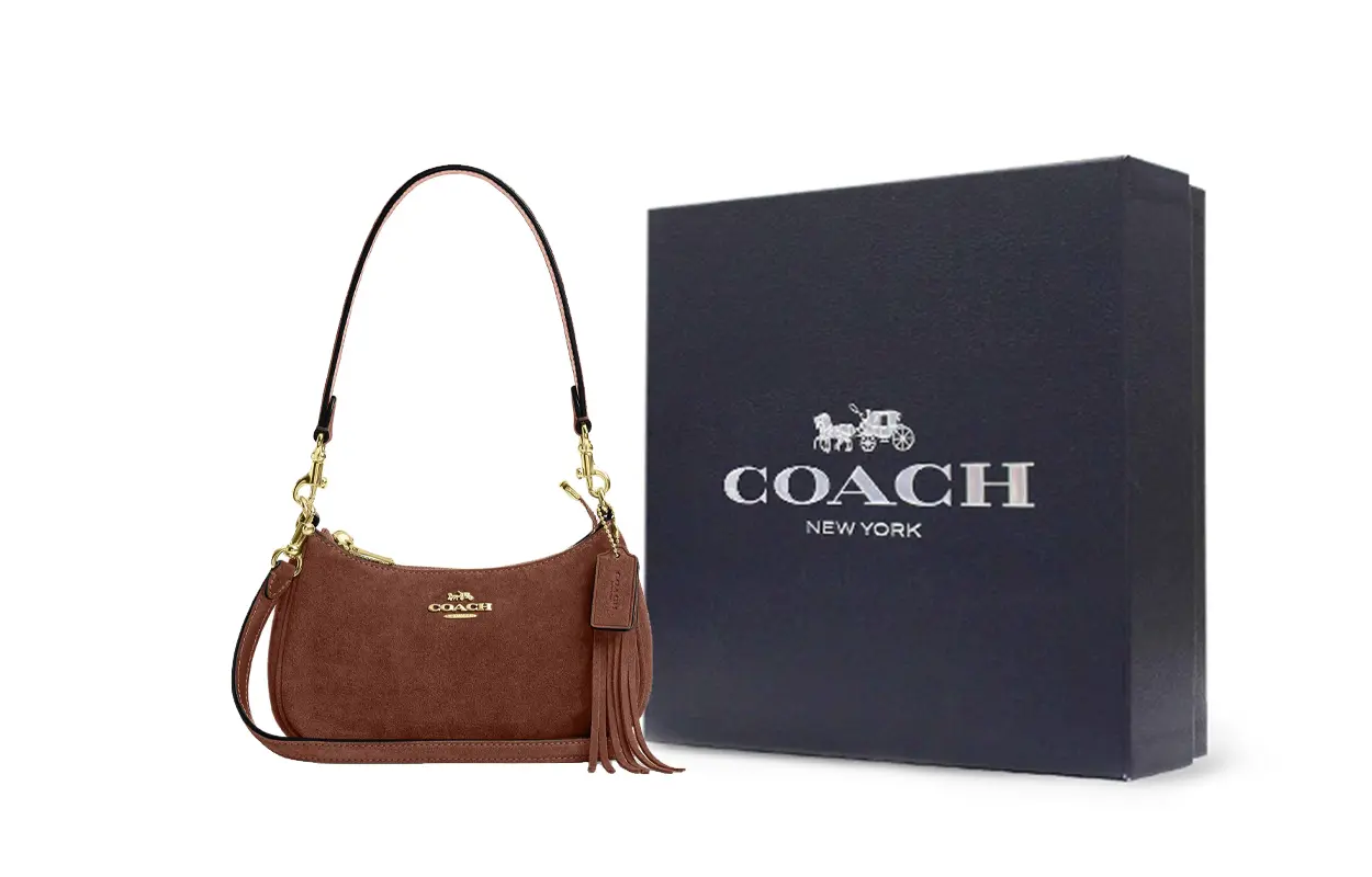 

COACH Миниатюрная женская сумка через плечо из телячьей кожи винтажного коричневого цвета