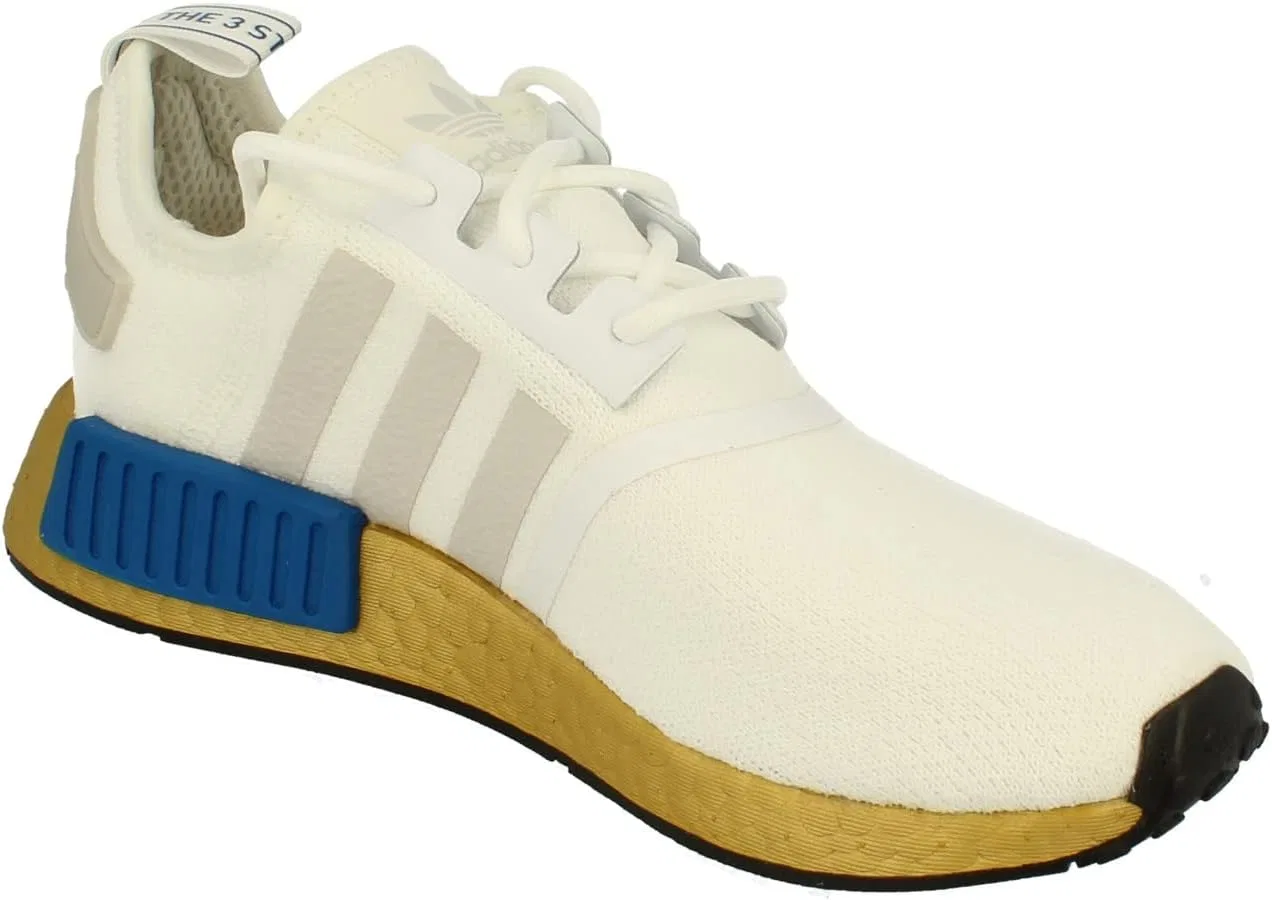 Мужские кроссовки Adidas NMD_r1, белый/синий/золотой — фото 4