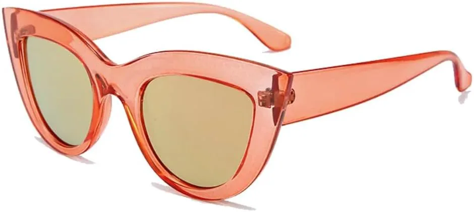 

Ретро-солнцезащитные очки «кошачий глаз» для женщин, защита от УФ-излучения UV400, металлический шарнир, градиентное зеркальное покрытие UATXTAU, Pink Pink