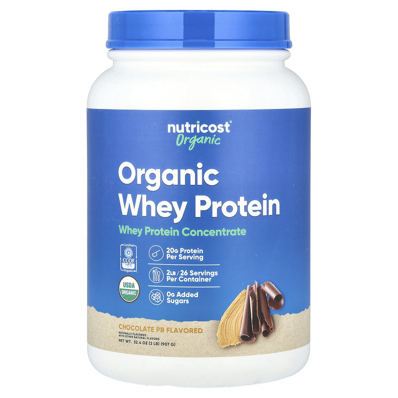 

Nutricost, Органический сывороточный протеин, шоколадный PB, 907 г (2 фунта)