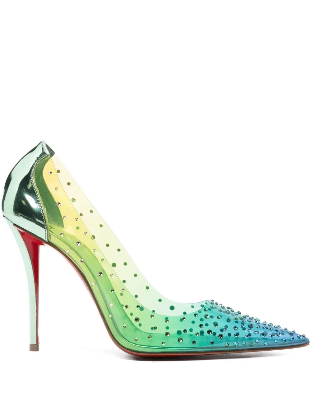 Туфли-лодочки Miss Z Degrastrass с кристаллами, каблук 100 мм Christian Louboutin, зеленый
