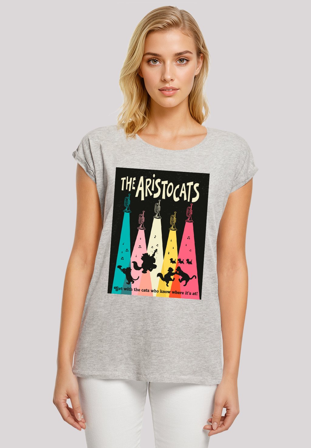

Футболка с принтом DISNEY ARISTOCATS GET WITH THE CATS F4NT4STIC, серый