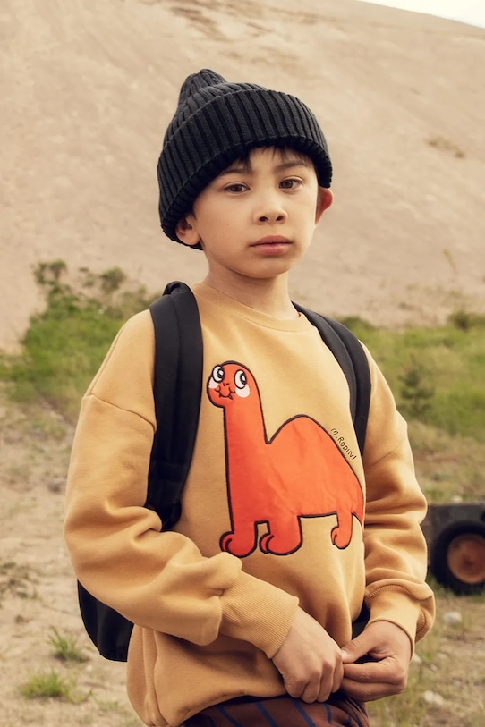 

Детская хлопковая толстовка «Дино» Mini Rodini, коричневый